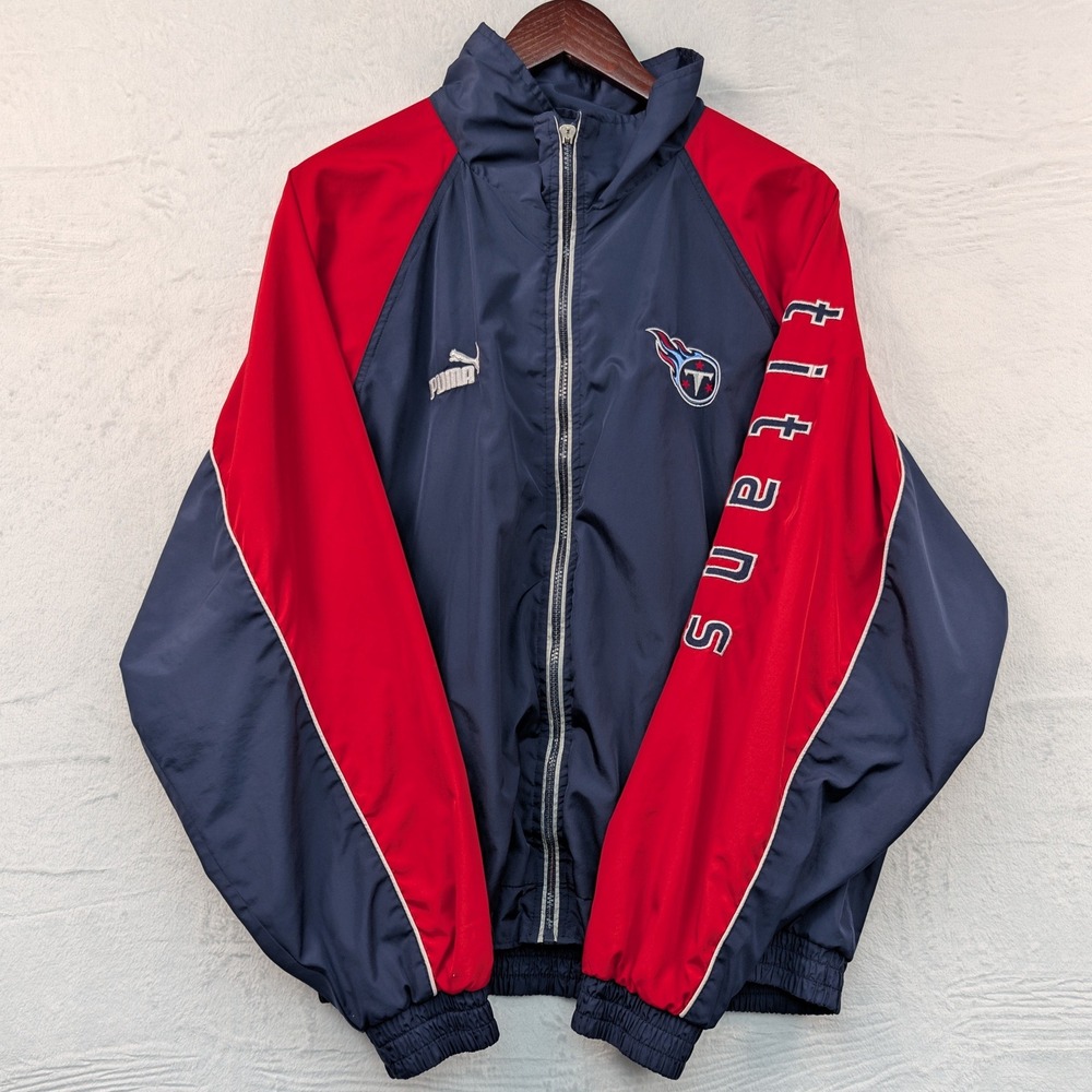 VTG Puma Jacket Men's L Navy Blue Tennessee Titans NFL Windbreaker Sporty Y2K